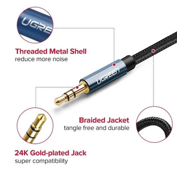 Cable de audio Jack 3.5mm codo de 1m – Ugreen