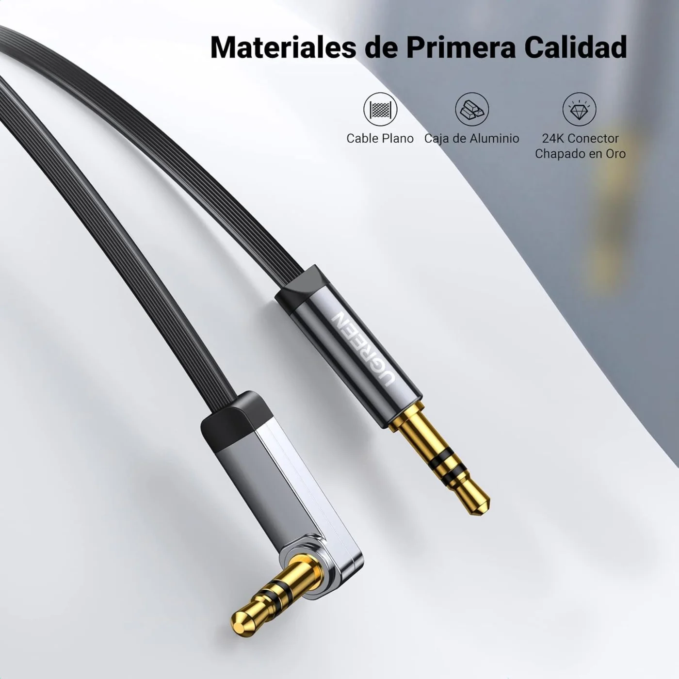 Cable de audio Jack 3.5mm en L de 1m – Ugreen