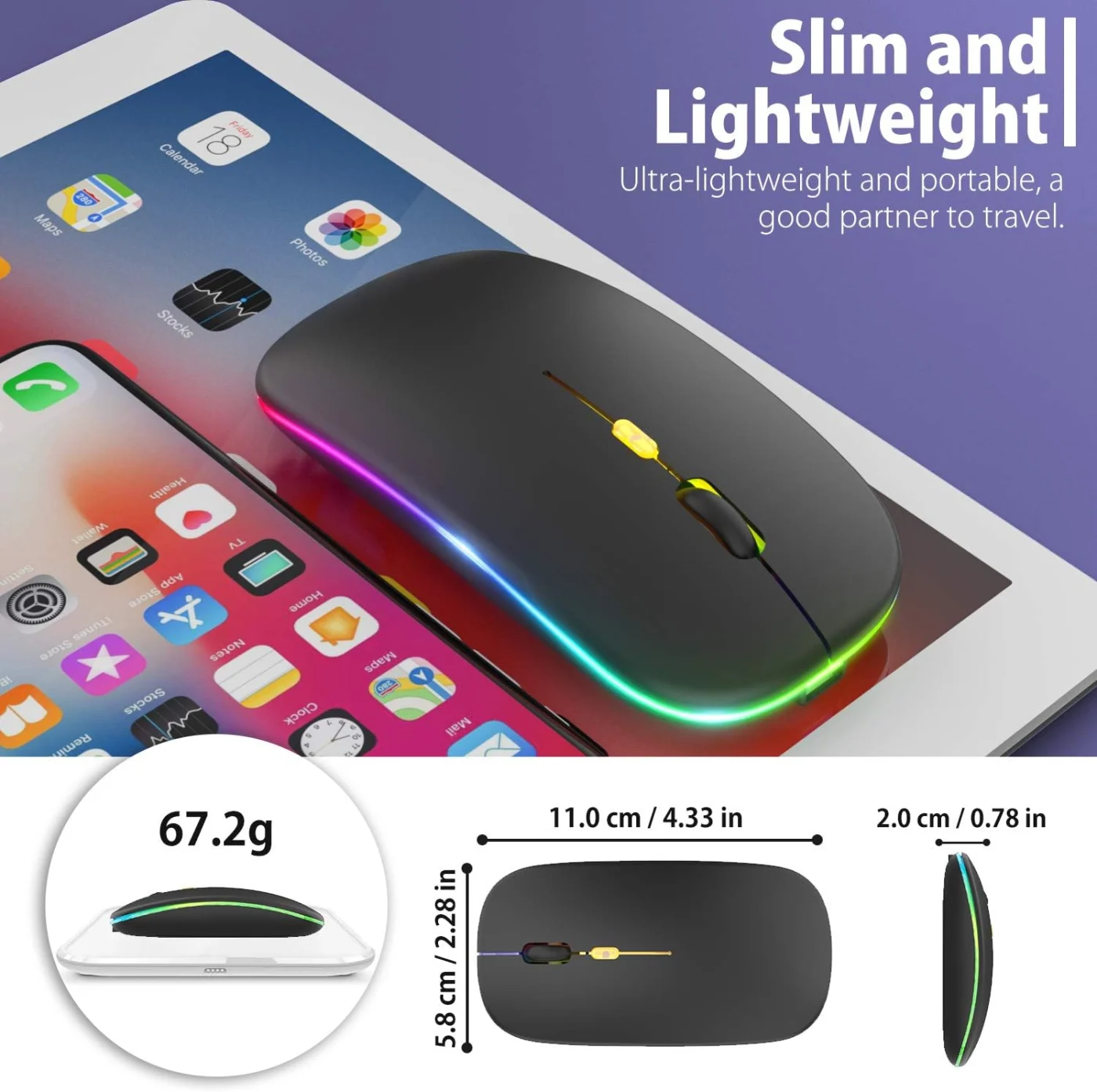 Mouse Inalámbrico USB/Bluetooth RGB – HP