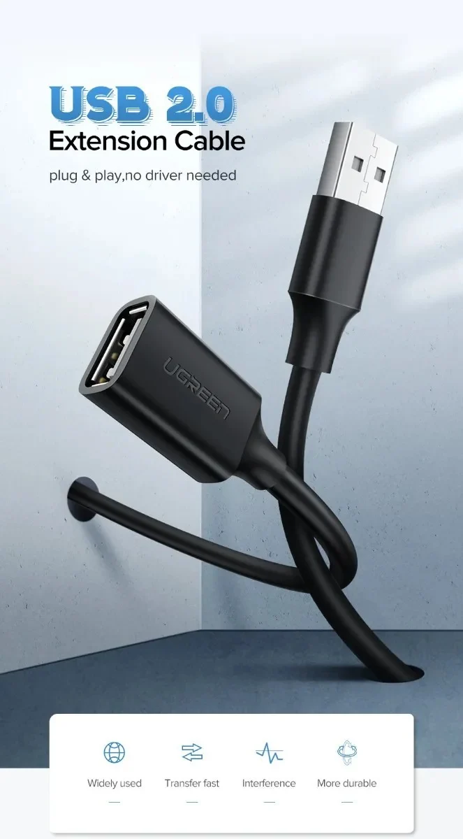 Cable USB 2.0 Extensor 3m – Ugreen