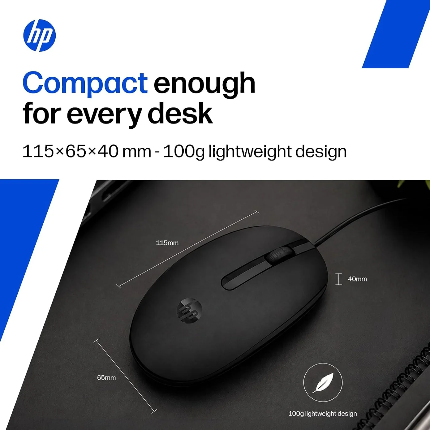 Mouse con cable black M10 – HP