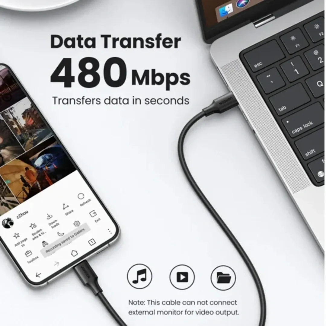 Cable USB C 2.0 Carga Rápida de hasta 60W soporta 3A de 1m – Ugreen