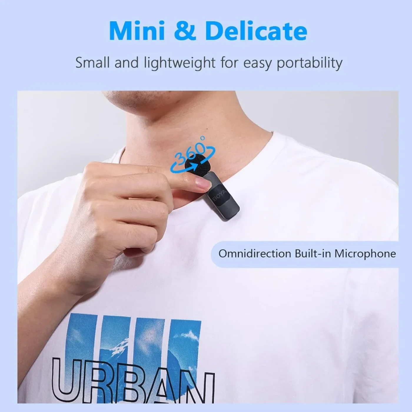 Micrófono inalámbrico USB-C, mini micrófono de solapa con cancelación de ruido