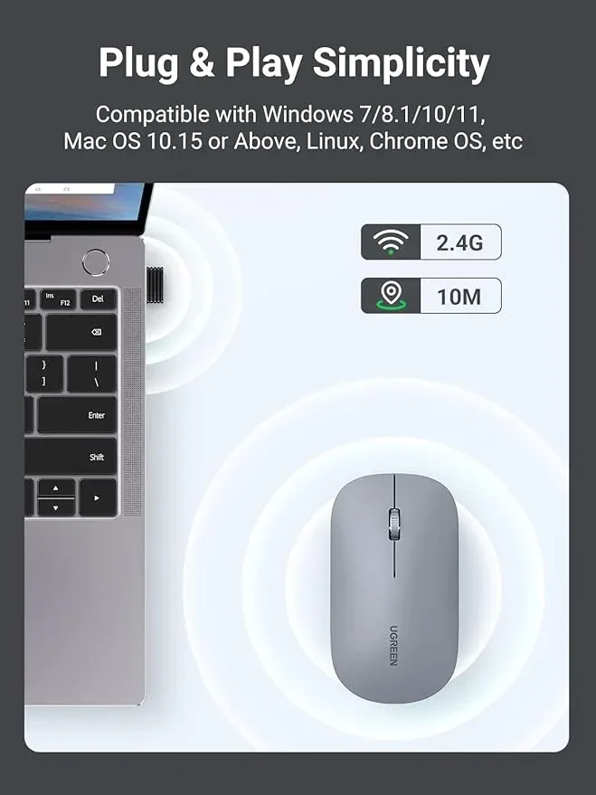 Mouse Inalámbrico (Gris) – Ugreen