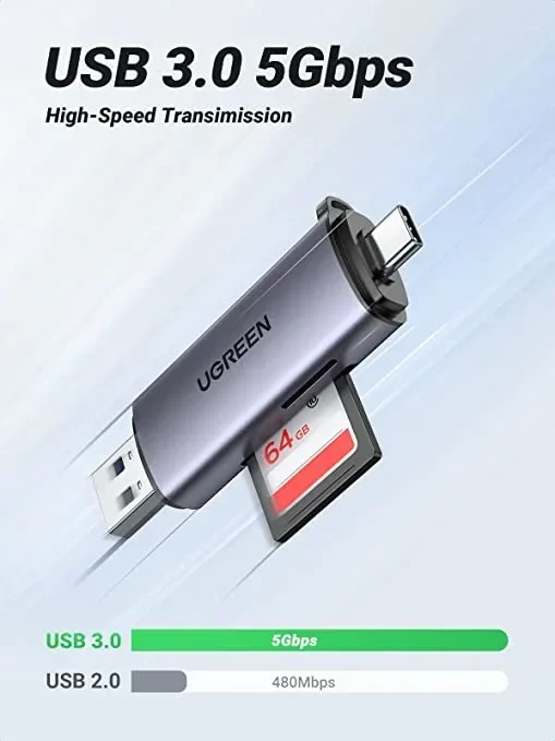Lector de tarjetas (SD/TF) USB 3.0/USB-C – Ugreen