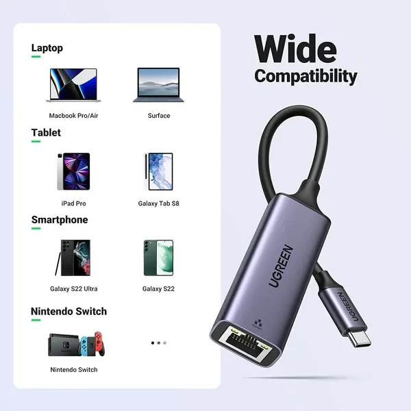 Adaptador USB-C a Red Gigabite 10/100/1000 – Ugreen