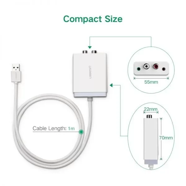 Cable Adaptador de USB 2.0 a Aux Jack 3.5mm – Ugreen