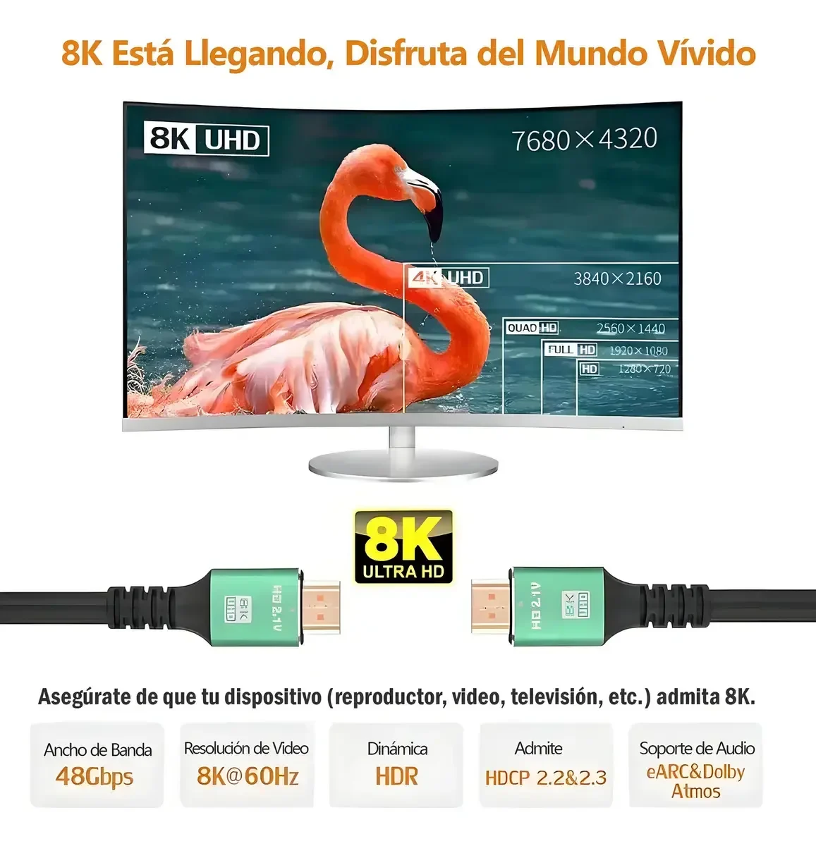 Cable HDTV de alta velocidad HD2.1V Premium de 10 metros – Rotec