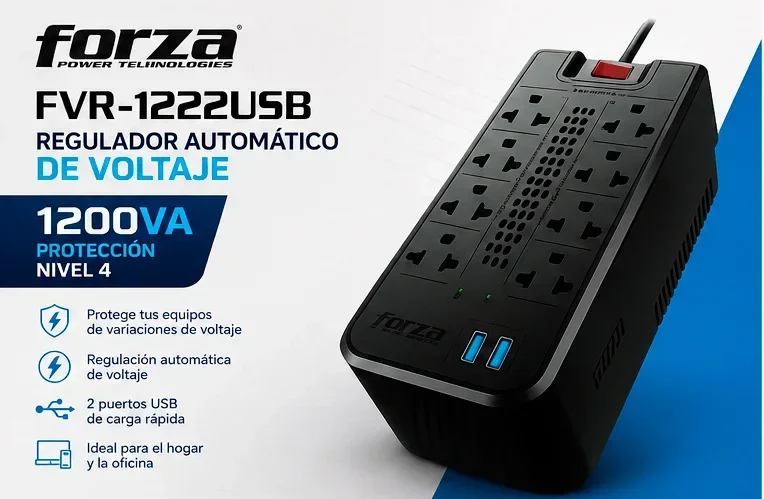 Estabilizador de corriente de 1200va/600 Watts – Forza