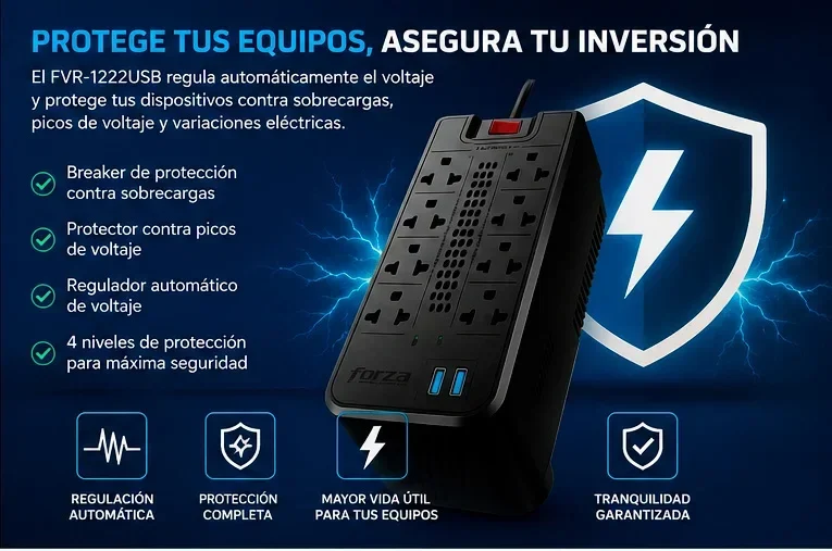 Estabilizador de corriente de 1200va/600 Watts – Forza