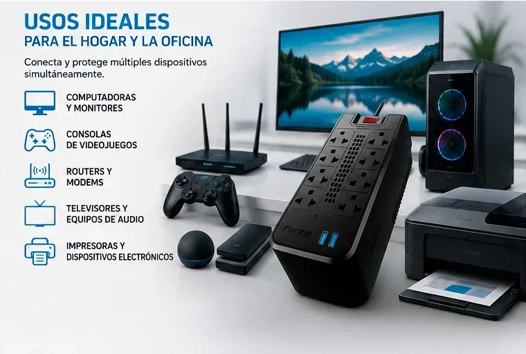 Estabilizador de corriente de 1200va/600 Watts – Forza