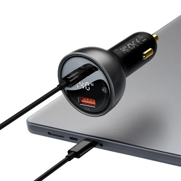 Cargador Dual USB-C/USB para Cigarrera de 140w – Baseus