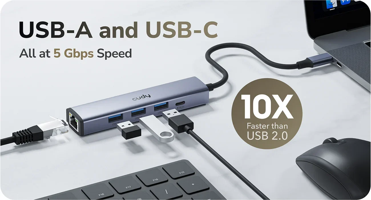 Dock Station USB-C 5 en 1 Multifunción – Cudy