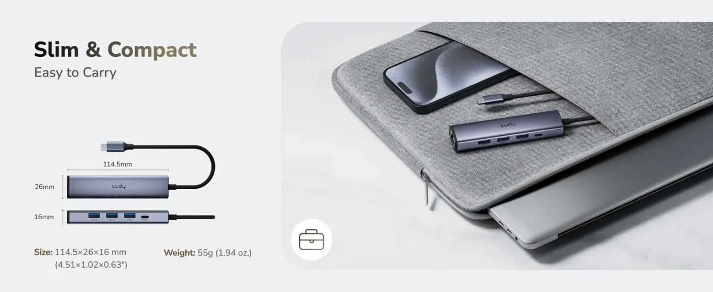 Dock Station USB-C 5 en 1 Multifunción – Cudy