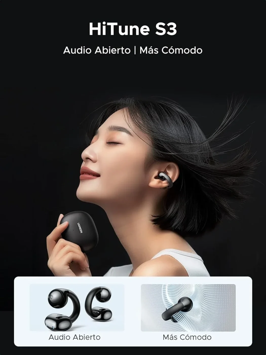 Auriculares inalámbricos de oreja abierta Bluetooth 5.4 de 30 horas – Ugreen