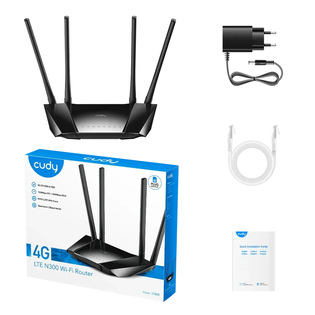 Router Wi-Fi 4G LTE N300 LT400 «Cudy» – Cudy