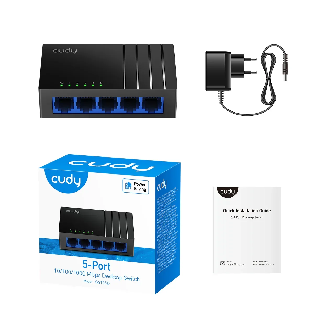 Switch de red de 5 puertos 10/100/1000Mbps – Cudy