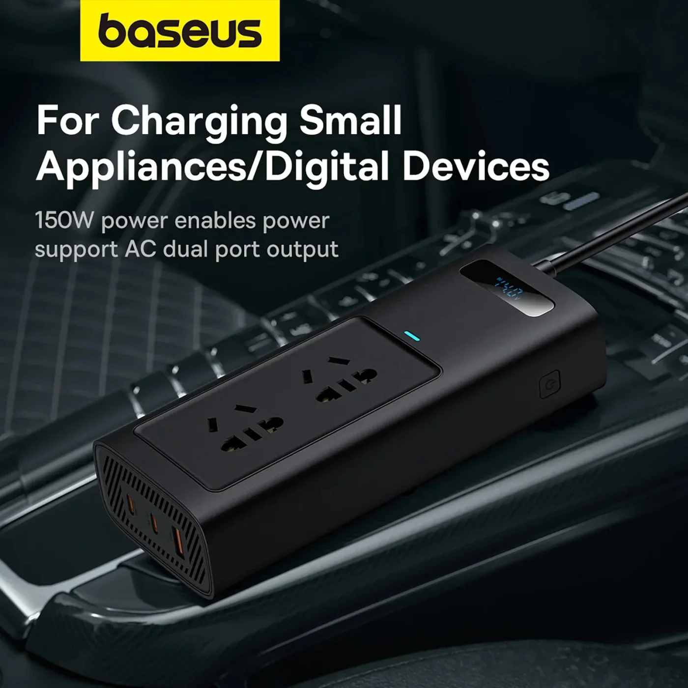 Inversor de corriente para coche + cargador rápida de 150W