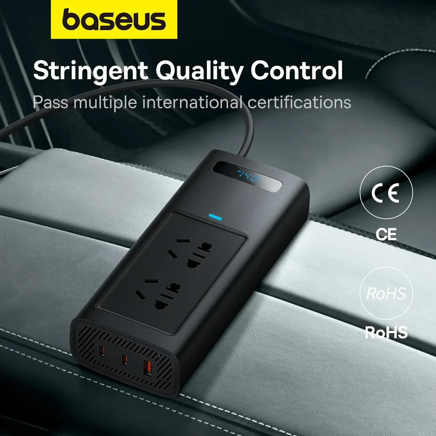 Inversor de corriente para coche + cargador rápida de 150W