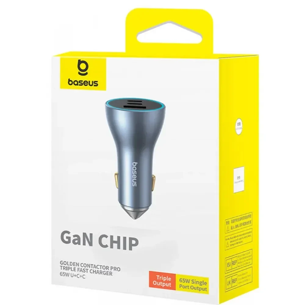 Cargador triple 2 USB C – USB cigarrera de 65w