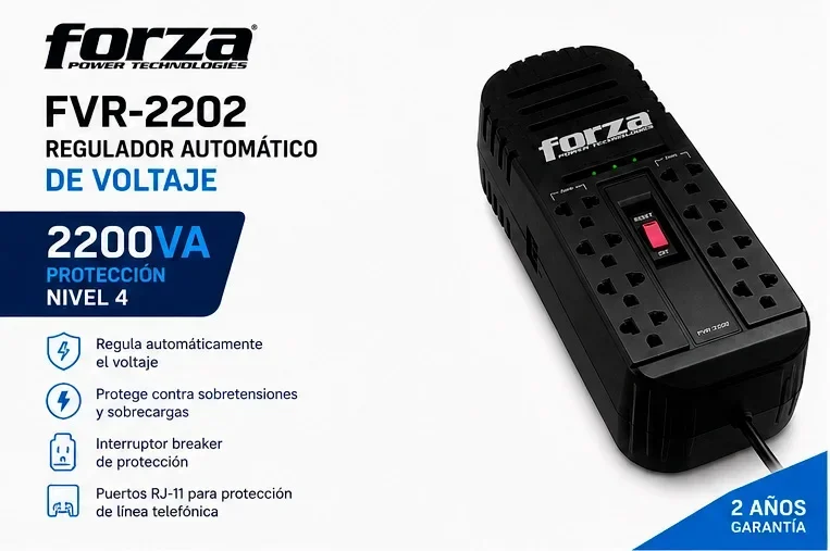 Estabilizador de corriente de 2200va/1100 Watts – Forza