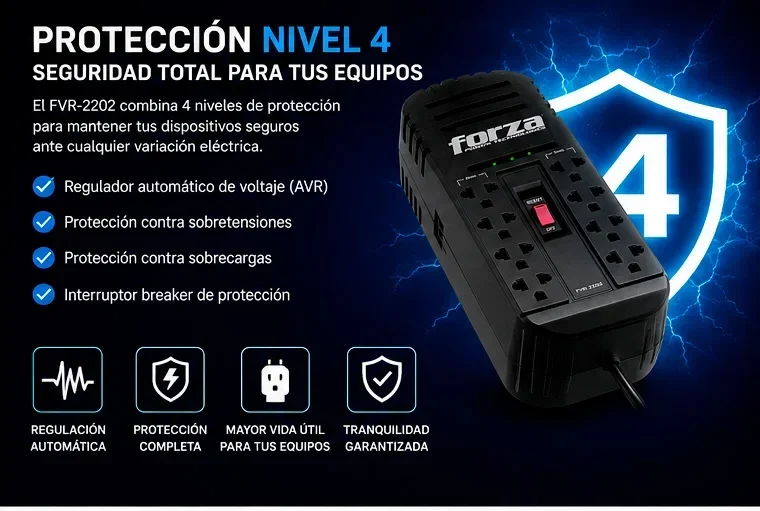 Estabilizador de corriente de 2200va/1100 Watts – Forza