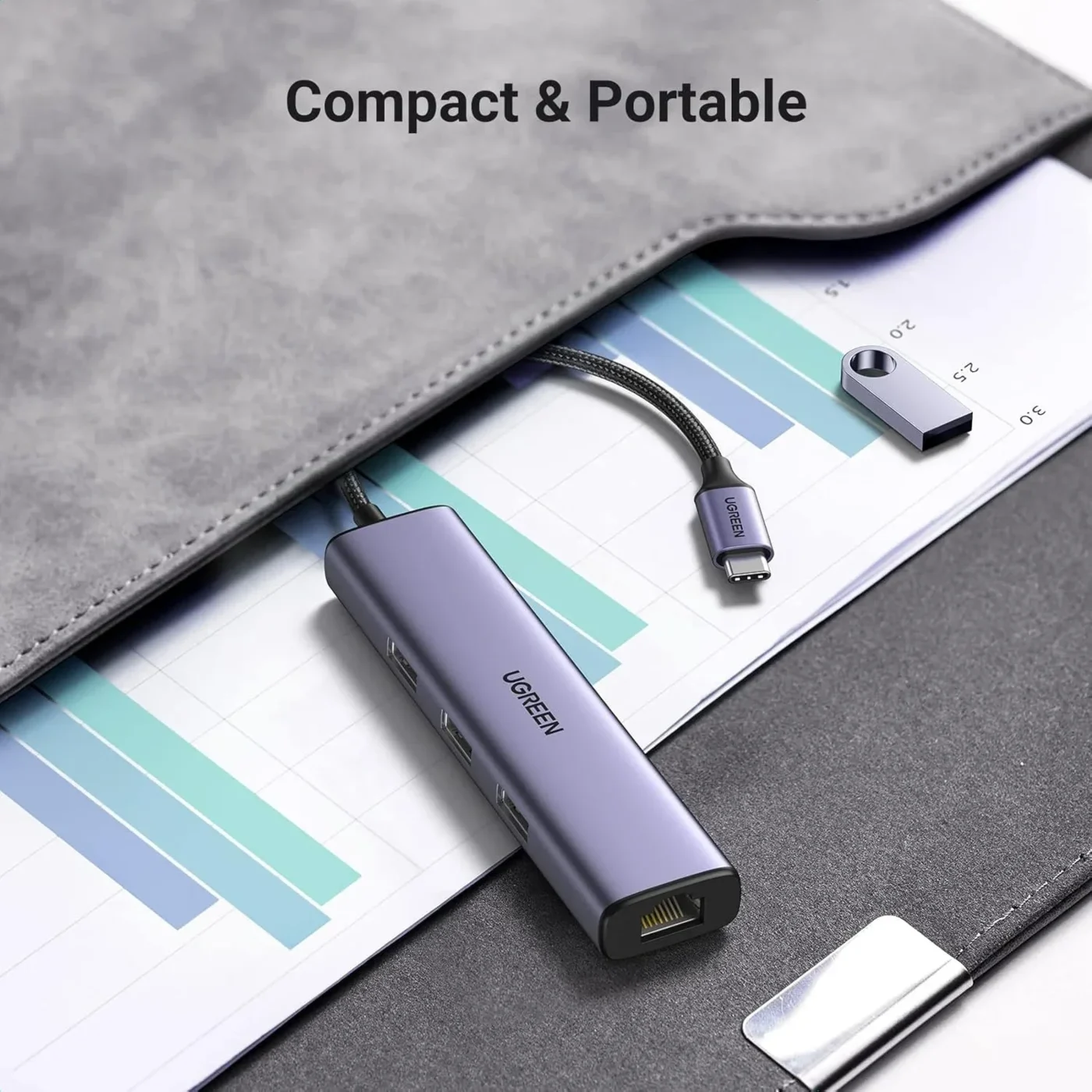 Hub USB 3.0 de 3 puertos con puerto Gigabite