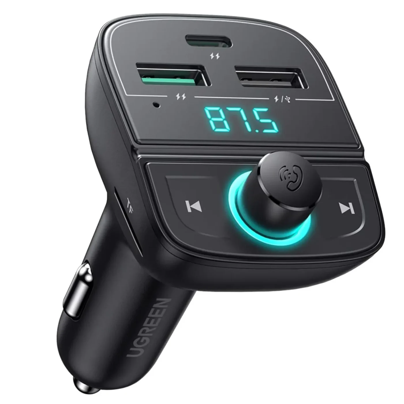 Transmisor Bluetooth por radio FM + carga X2 USB- Tipo C – Ugreen