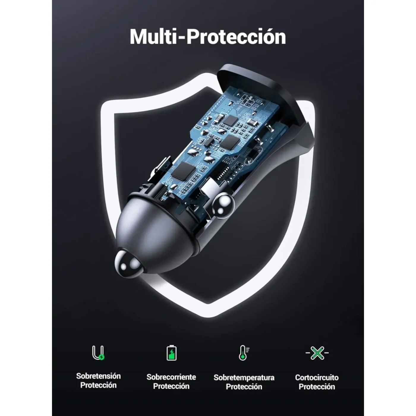 Cargador USB Dual de 30w para cigarrera – Ugreen