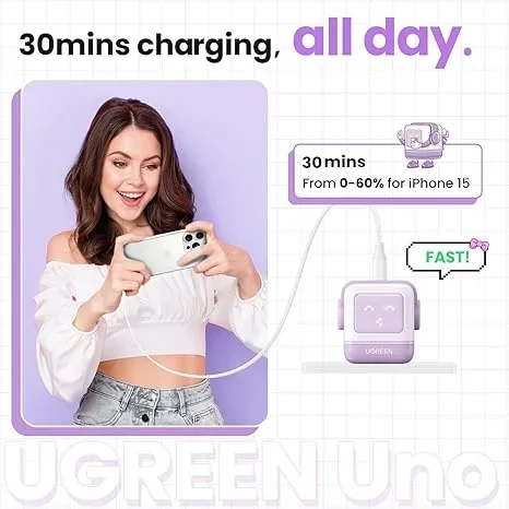 Cargador USB-C 30w Nexode Robot Gan Purpura – Ugreen