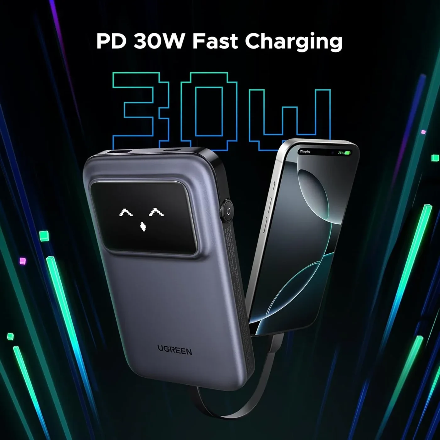 Power Bank Robot de 10.000mAh con cable 30w – Ugreen