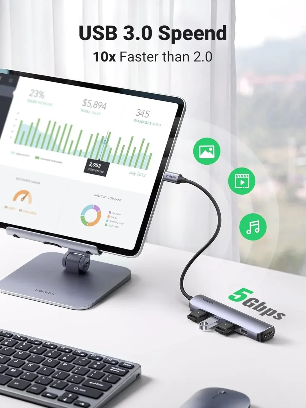 Dock Station USB-C con x4 USB 3.0/HDMI