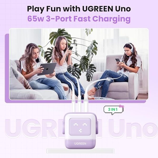 Cargador USB-C/A 65w Nexode Robot Gan Purpura - Imagen 4