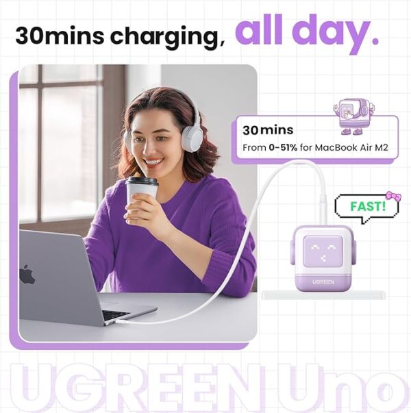 Cargador USB-C/A 65w Nexode Robot Gan Purpura - Imagen 6
