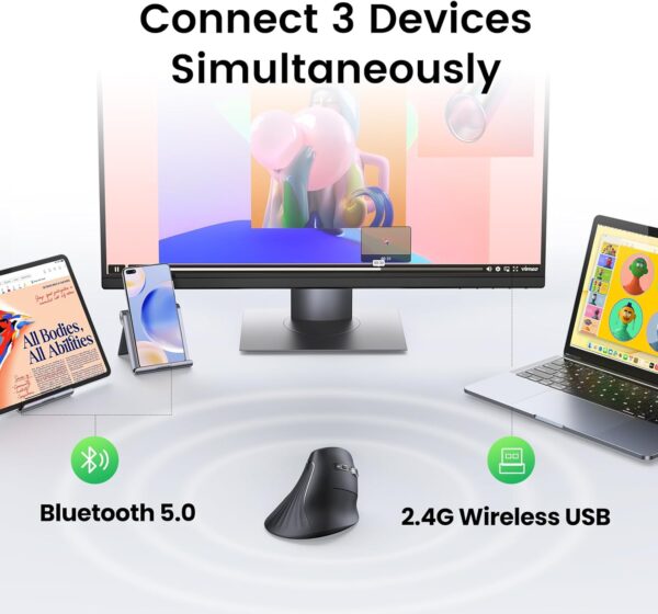 Mouse Vertical Inalámbrico/Bluetooth 5.0 - Imagen 4
